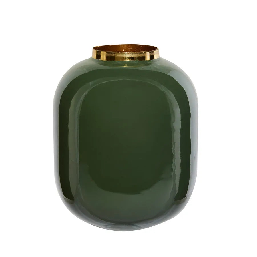 Karaca Glore Metal Vase, 21.5cmx16.5cm, Dark Green