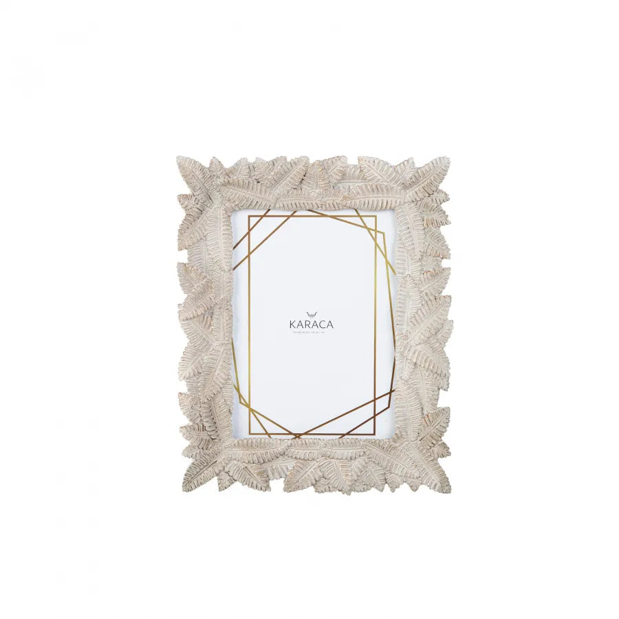 Karaca Nova Tropic Leaf Photo Frame, 13cmx18cm, Gold Cream