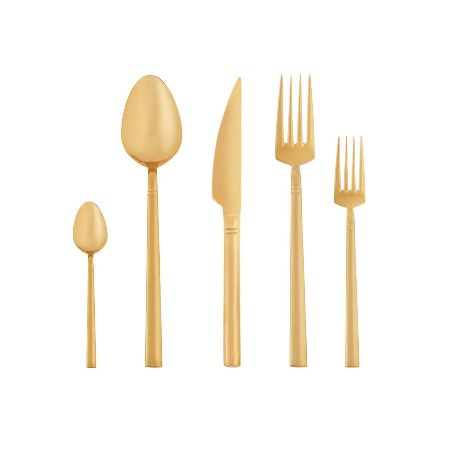 Karaca New Evora 30-Piece Stainless Steel Cutlery Set for 6 People, Gold