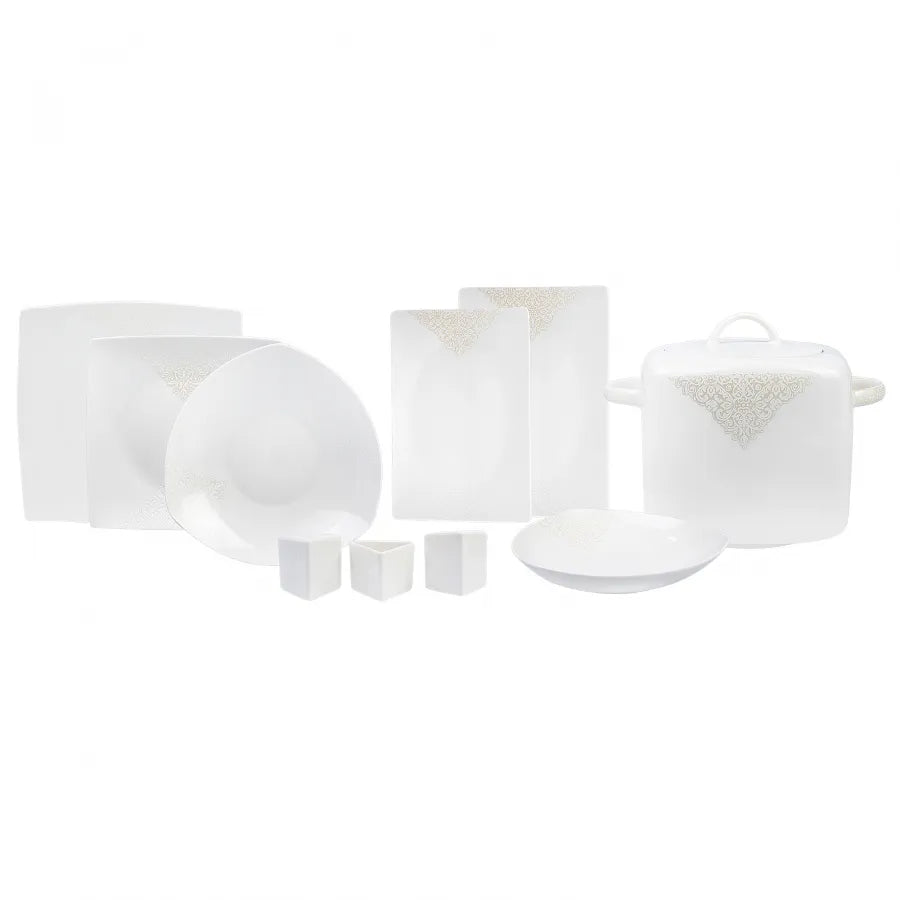 Karaca Şila 60-Piece Fine Cream Dinner Set for 12 People, Cream