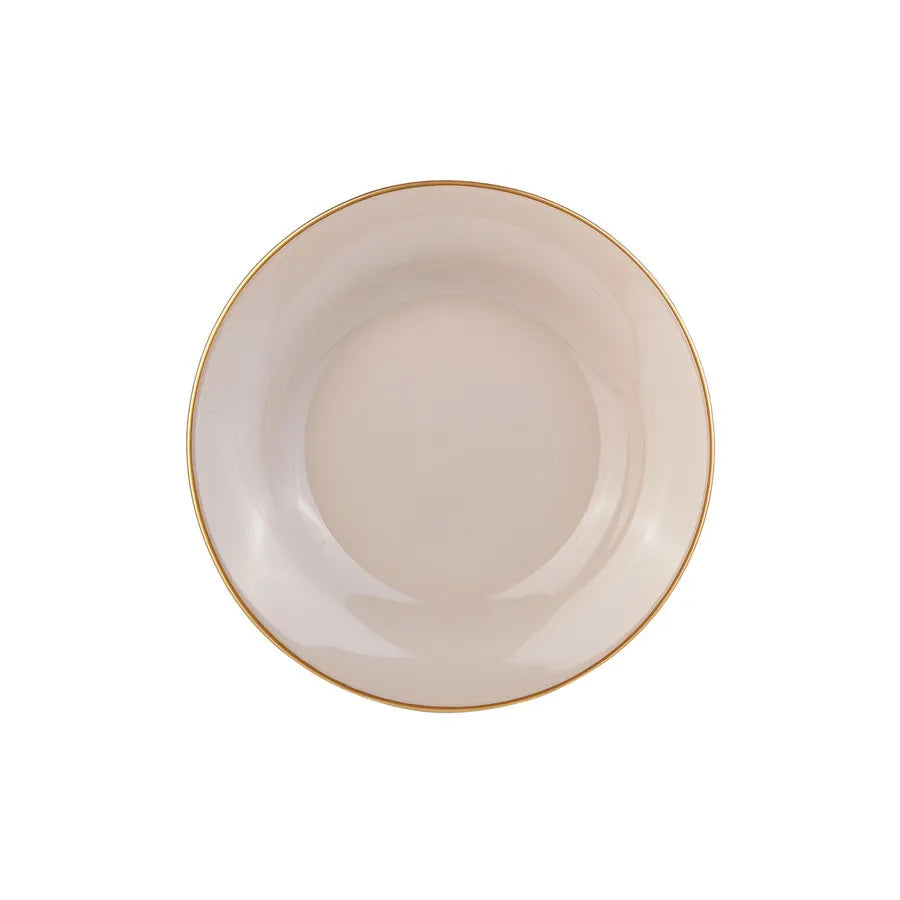 Karaca Retro Glass Pasta Bowl, 22cm, Beige Gold