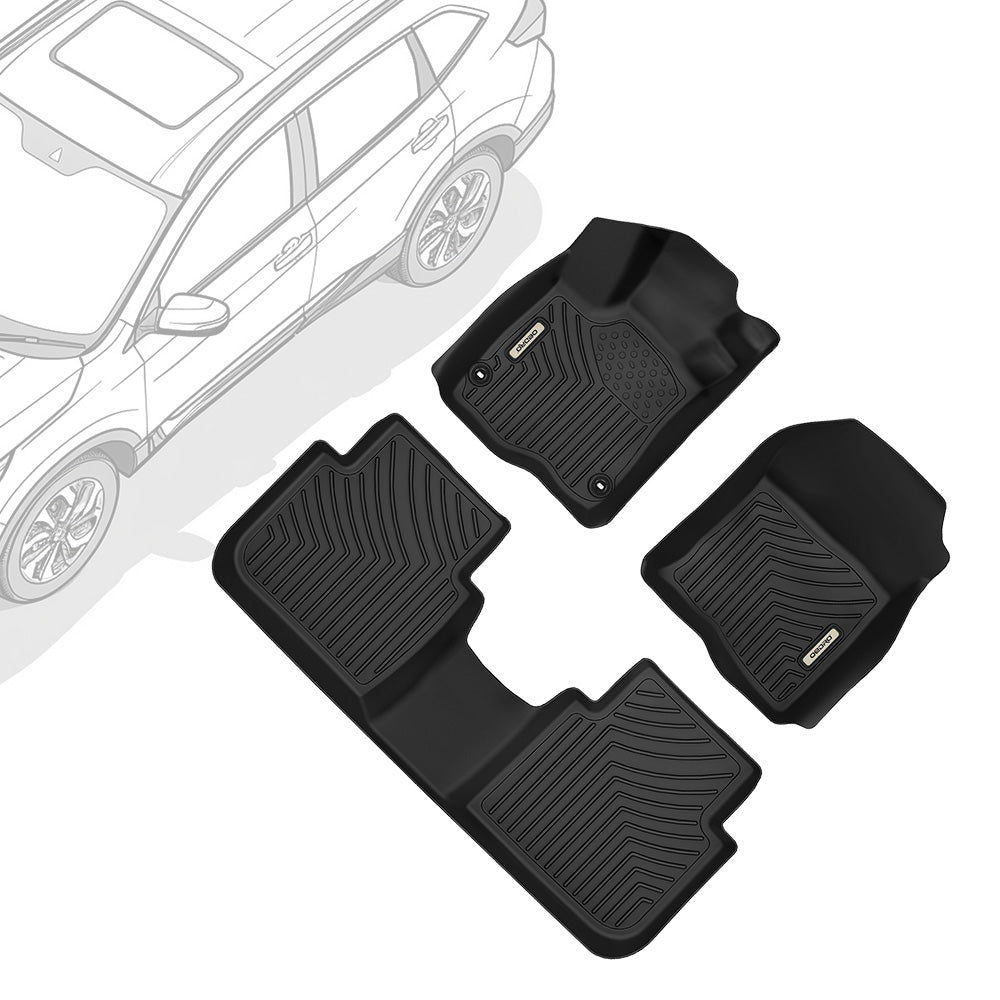 OEDRO Floor Mats for 2023-2026 Honda CRV CR-V (Include Hybrid), Custom Fit TPE All-Weather 1st and 2nd Row Full Set Floor Liners