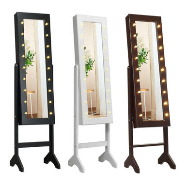 18-LED Mirrored Standing Jewelry Cabinet - SOLDOUT_PLACEHOLDER