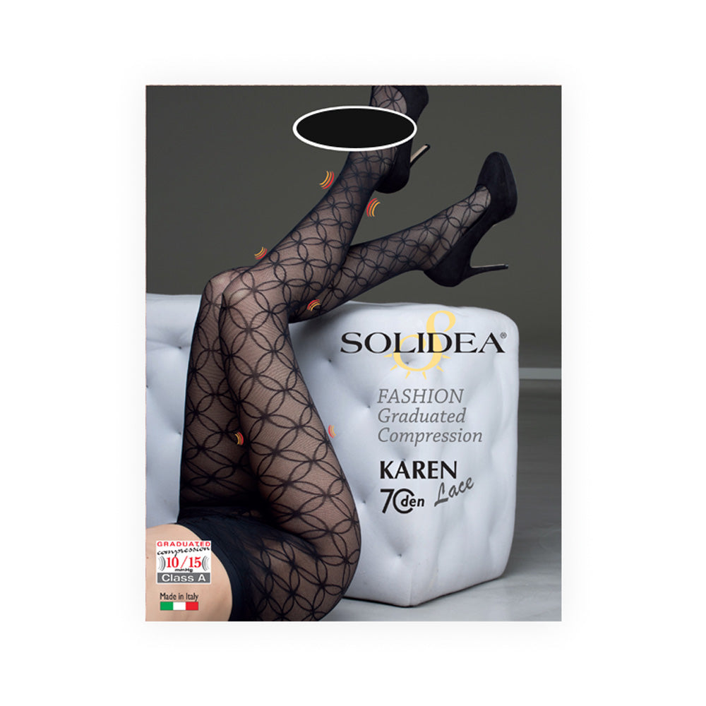 Solidea Karen Lace Pantimedias Encaje 70Den Clase A Compresión 10 15mmHg 4L Champán