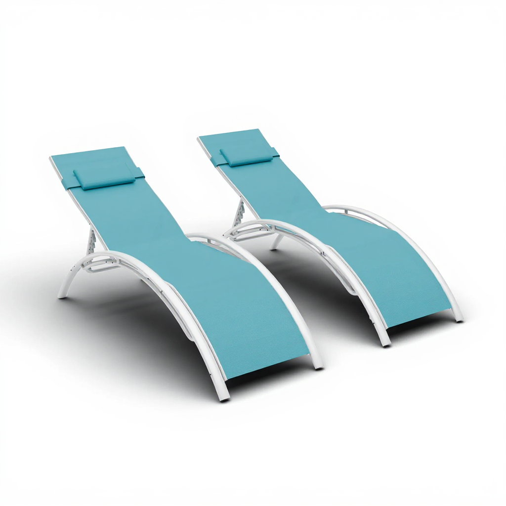 Garvee Outdoor Chaise Lounge Chairs Set of 2 with 3-Position Backrest, Aluminum Pool Chaise Lounges for Pool, Garden, Beach, and Backyard - All-Weathe