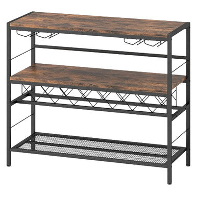 41-Inch 4-Tier Bar Table with Wine Rack & 4 Rows of Glass Holders