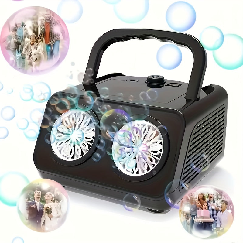 TEMU Automatic Bubble Blowing Machine, 2 Fan Bubble Blowing Machine, 20000+bubbles Per Minute, Electric Bubble Machine, Plug-in Or Battery Operated,