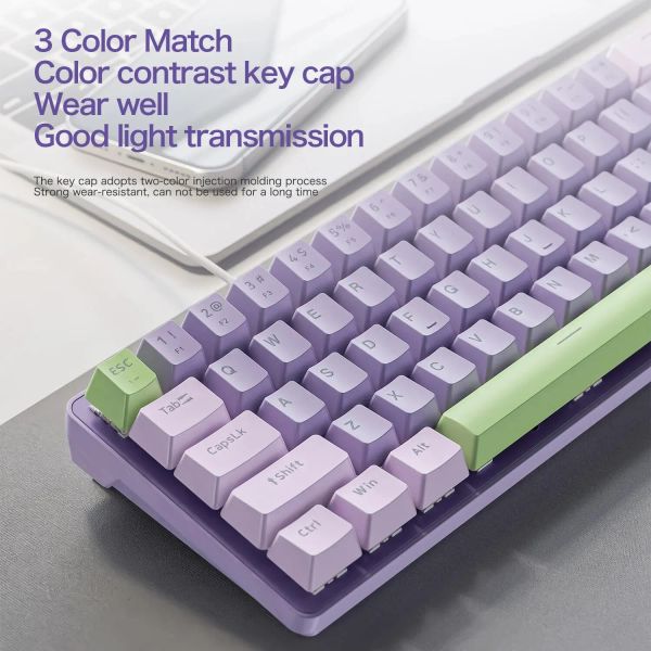 K65 Wired Mechancial Gaming Keyboard Hot Swappable RGB Backlit Simple Design DIY Keyboard for PS4 PC Win Mac Gamer