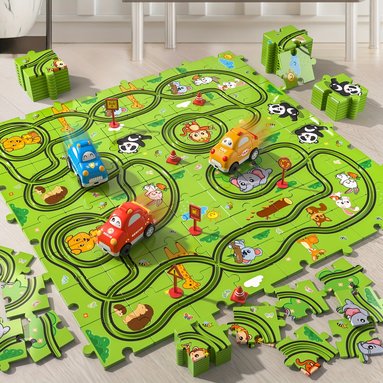TEMU Jigsaw Puzzle Race Track Car Set Toys For Kids Boys, Puzzle Tracks Car Toys Gifts For Boys Kids