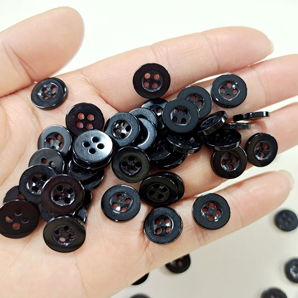 TEMU 50pcs Black Plastic Buttons With 4 Holes, 1.1cm - Ideal For Diy Sewing & Knitting Projects