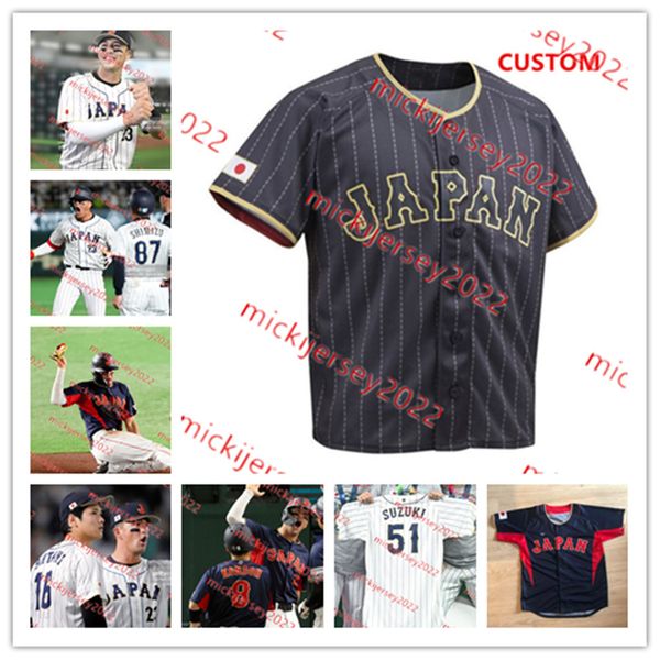 Shohei Ohtani 2023 WBC Japan Baseball Jersey 14 Roki Sasaki 51 Seiya Suzuki 21 Shota Imanaga 27 Yuhei Nakamura Takumi Ohshiro Jerseys Custom