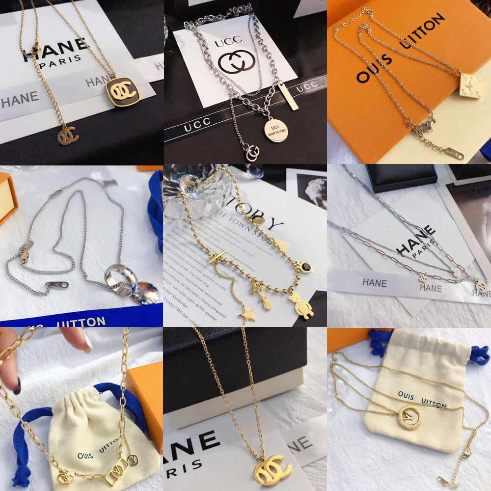 Fashion Women Necklace Choker Chain 18K Gold Plated 925 Silver Plated Stainless Steel Designer Letter Necklaces Pendant Statement Wedding Jewelry Ac