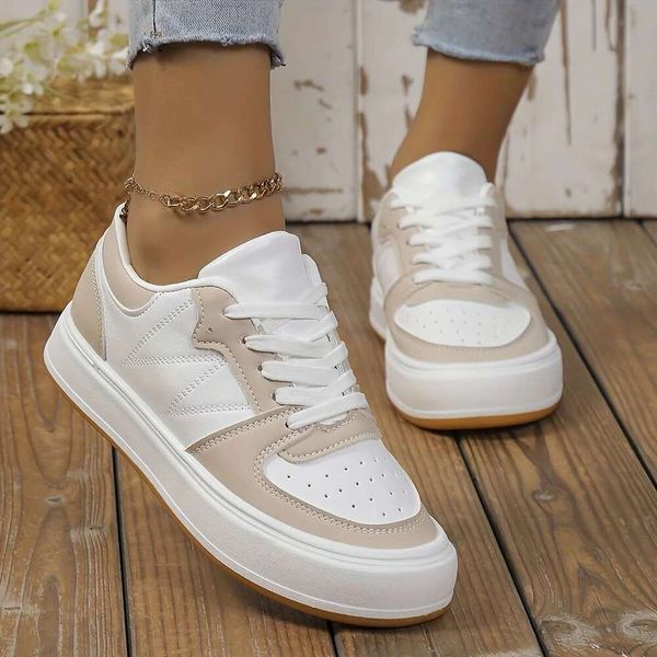 Women Contrast Color Sneakers 2024 Casual Lace Up Outdoor Comfortable Low Top Skate Designer Platform Sports Shoes