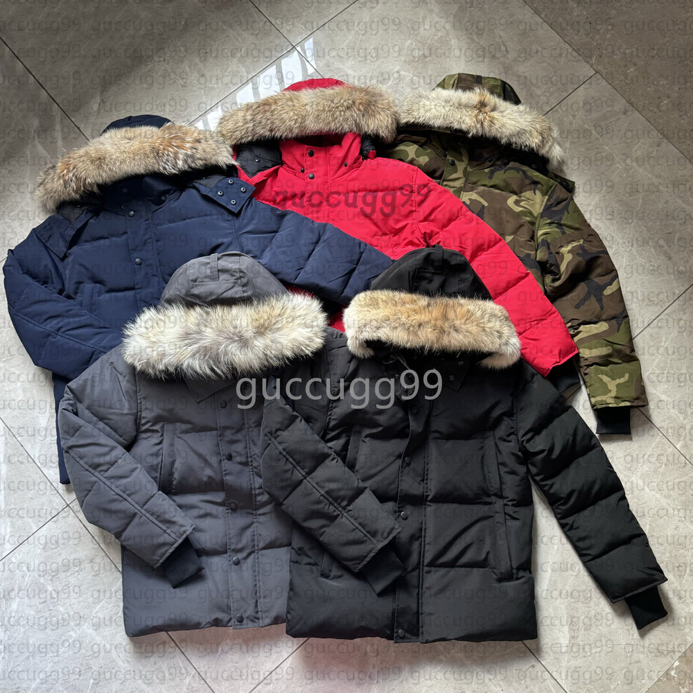 Men Down Jacket Men Puffer Jackets Designer Real Wolf Fur Outdoor Wyndham Windbreaker Outerwear Hooded Fourrure Down Jackets Coat XS-3XL