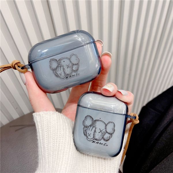 ddmygifts Trendy brand doll suitable for Pro protective case, 2-3 generation Bluetooth wireless headphone cover, transparent soft shell A