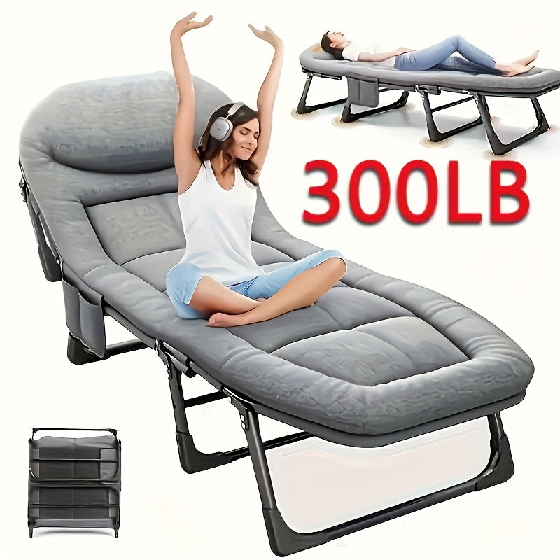 TEMU Adjustable Portable Folding Bed, Patio Lounge Chair, Camping Travel Folding Camping Bed, Adult Camping Bed, Nap Bed, Single Companion Bed,