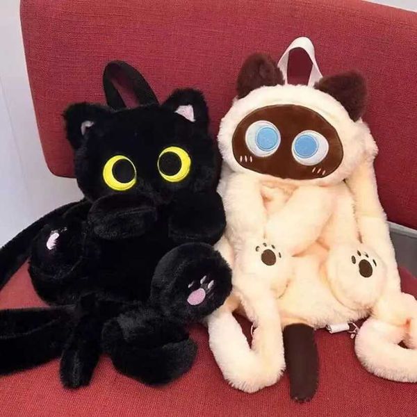 40cm Kaii Big Eyes Cat Toy Plush Backpack Cute Large-capaci Stuffed Animals Bags Boys Girls Women Soft Toy Backpack GiftsXJ36822