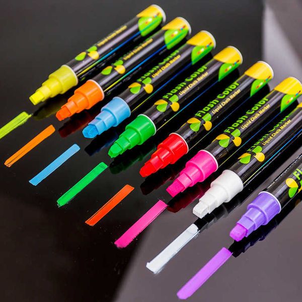 Highlighters Fluorescent Window Marker Flash Color Pen Liquid Chalk Pen Erasable Highlighter J230302