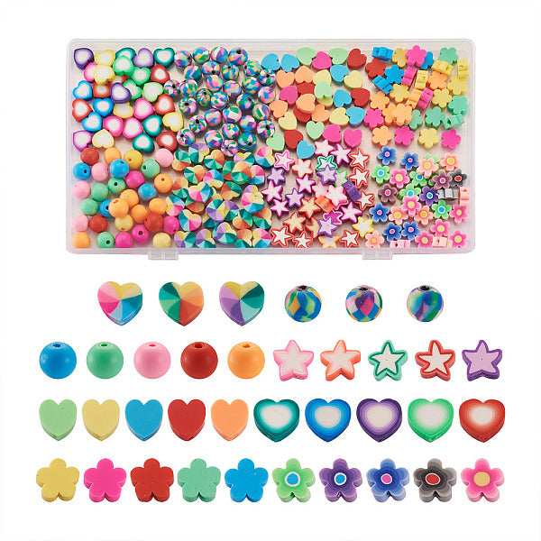 240Pcs 8 Styles Handmade Polymer Clay Beads