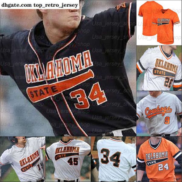 Baseball jerseys Oklahoma State Cowboys Hueston Morrill Christian Funk Carson McCusker Peyton Battenfield 46 Jordy Mercer white black orange
