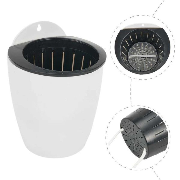Planters Pots Wall-Mounted Flower Pot Automatic Water-Absorbing Plastic Green Dill Circular Creative Wall Hanging Green Luo Small Flower Pot