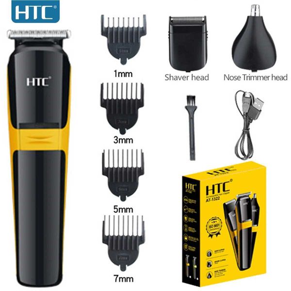 Electric Shavers HTC USB 3 In 1 Electric T-Blade Hair Trimmer-Foil Shave-Nose And Ear Trimmer Business Travel Facial Care Razor Shaving Mach