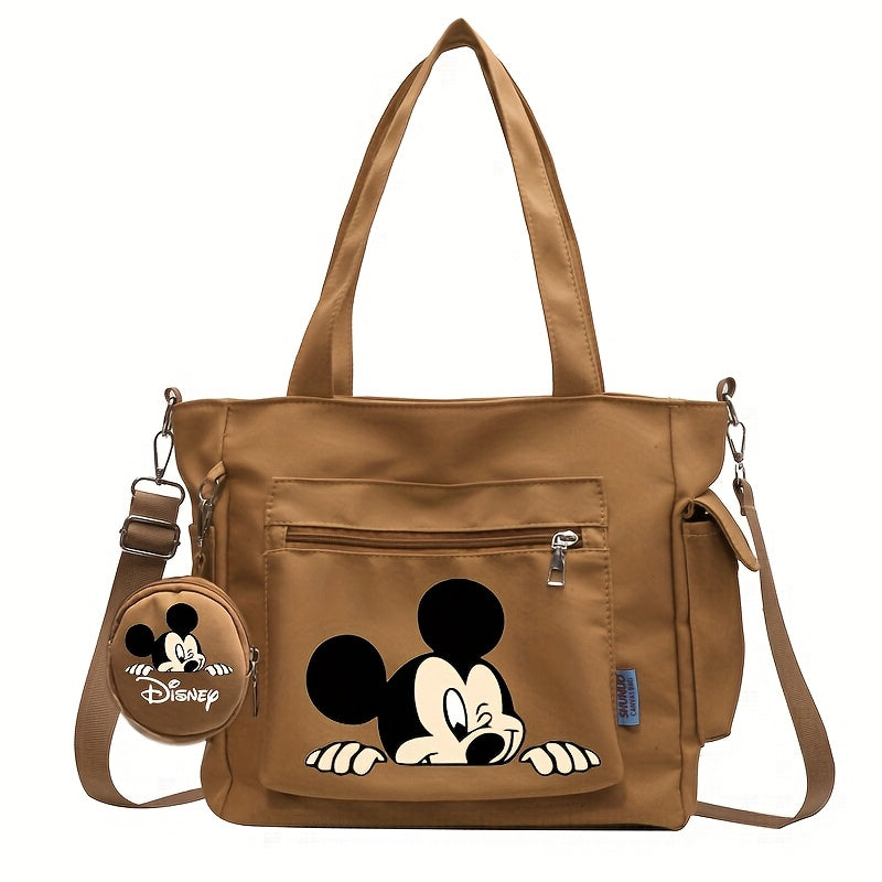 TEMU Women's Mouse Tote Bag - Official Licensed Large Capacity Convertible Backpack-handbag-messenger Bag With Zipper Closure, Spacious Interior For