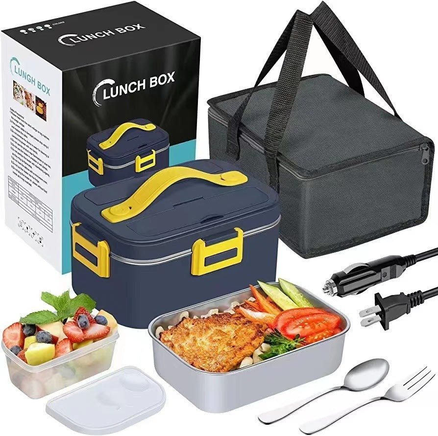 Home Car Dual-use Electric 1.8L Plug-in Heating Lunch Boxes 304 Stainless Steel Insulated LunchBox Bags