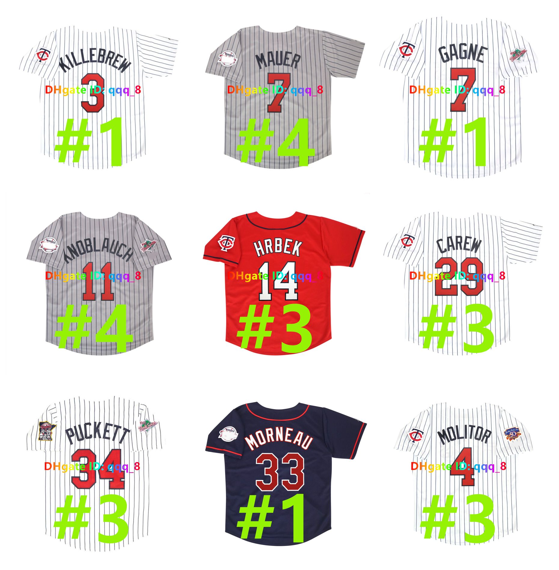 1991 World Series Kirby Puckett Minnesota Baseball Jersey David Ortiz Rod Carew Chuck Knoblauch Kent Hrbek Torii Hunter Justin Morneau Paul Molitor