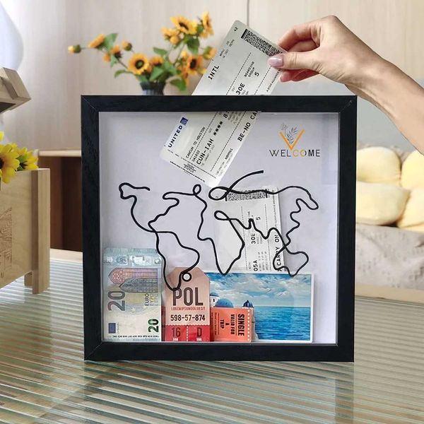Adventure Archive Shadow Box with SlotMemory Storing Photo Frame for Keepsake Admission Ticket Travel Commemorative Collect W240803