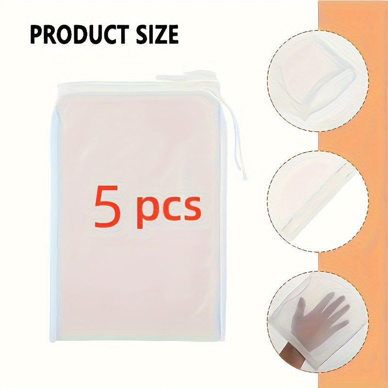 TEMU 5pcs Of Reusable Fine Mesh Nylon Filter Bags For Kitchen Tools That Are Easy To And For Brewing Nut Milk