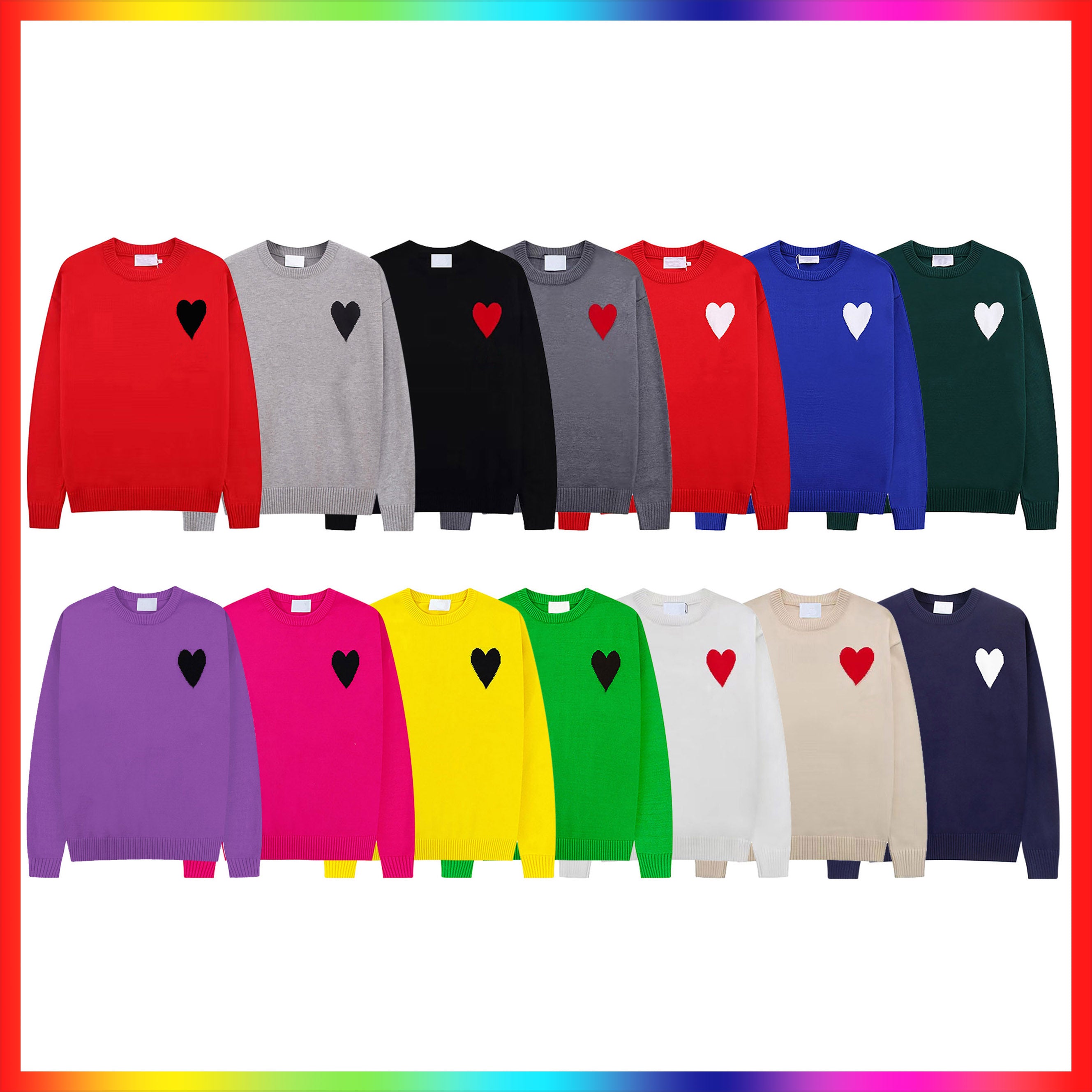 Sweaters Women Men A Heart Sweaters Mens Neck Striped Fashion Long Sleeve Women Letter 2024 Embroidery High End Jacquard knitting Sweaters Coats