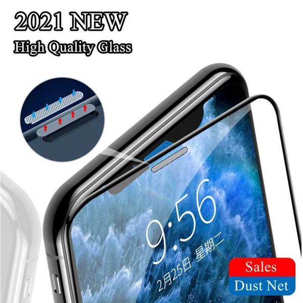 Glass For iphone 12 Pro 11 Pro Max X XS XR Screen Protector On iphone 13 mini 7 15 14 Plus Tempered Glass Earpiece With Dust Net M250120