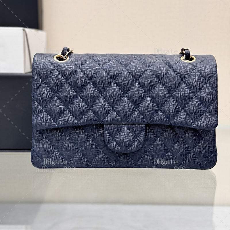 Calfskin Shoulder Bag with Flap - Classic Design, 25cm Size, Includes Chain Strap & Mirror Detail, High-Quality Fashion Accessory