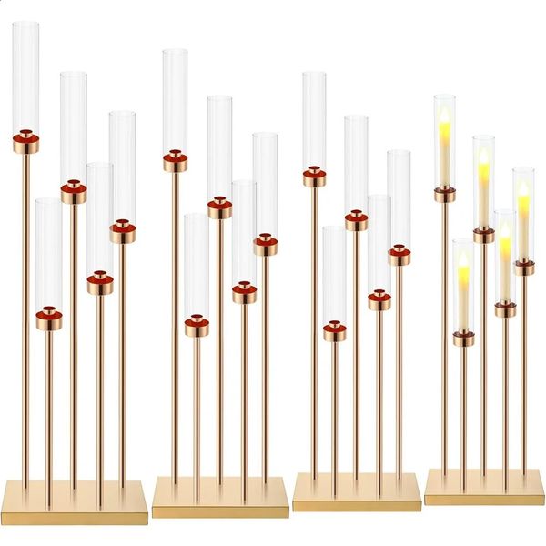 4 gold floor candles center piece 425inch 5candle holder used for wedding celebrations family Fathers Day party decoration 240809