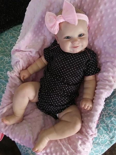 Dolls NPK 50-60CM Two Options Reborn Baby Doll Toddler Real Soft Touch Maddie with Hand-Drawing Hair High Quality Handmade Doll 230406