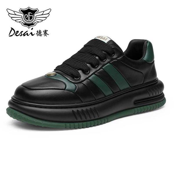 Casual Shoes DESAI mens casual sports shoes mens full grain leather cow lace breathable 2024 new arrival Q241121