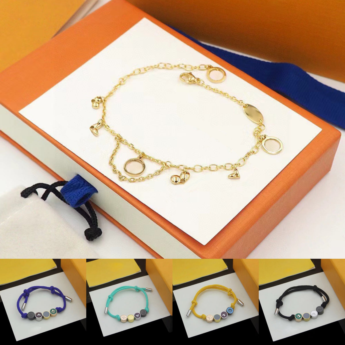 charm bracelet jewlery designer for women rope bracelets stainless steel jewellery 18k rose gold luxury flower bracelet for couple top quality brace