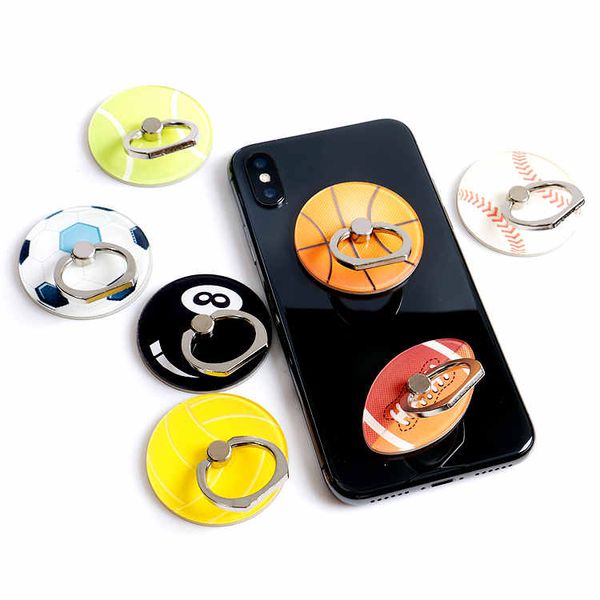 Cell Phone Accessories Creative Ring Mounts Holders Acrylic Finger Ring Buckle Bracket cute Basketball football rugby mix design love cartoo