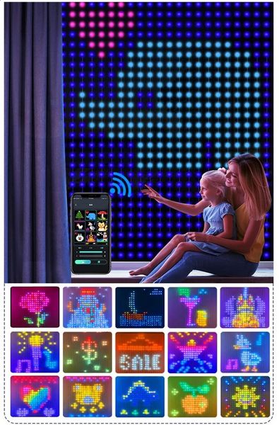 Other Event Party Supplies Smart Led Curtain Light DIY Picture Display Text Fairy String App Remote Music Sync RGB Strip Lamp Outdoor Christ