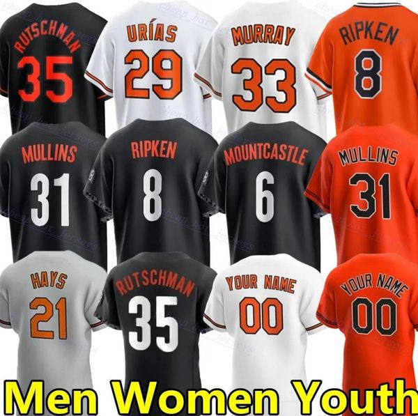 7 Jackson Holliday Custom Adley Rutschman Baseball Jerseys Cedric Mullins Ryan Mountcastle Gunnar Henderson Cal Ripken Austin Hays Corbin Bu