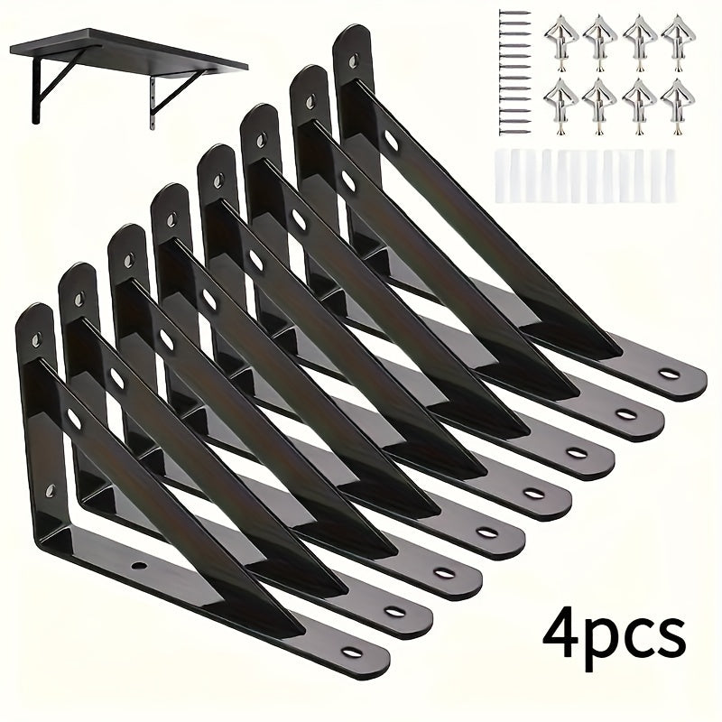 TEMU Iron Shelf Brackets 4-pack - Heavy Duty Support Brackets For Wall Mounted Shelves, Bookshelf Holders For Home Storage & Display