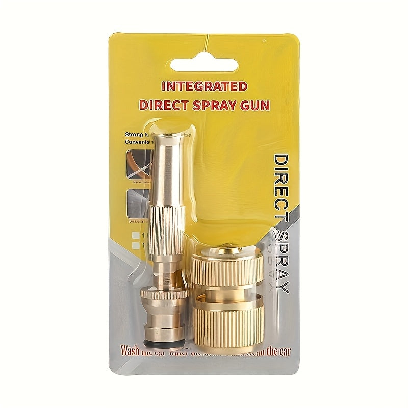TEMU High-pressure Brass Hose Nozzle Connector - Adjustable Spray Gun For Car Wash & Garden Watering