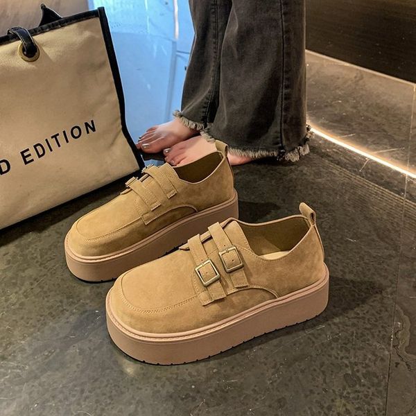 Thick soled Boken shoes for women 2024 new autumn French high-end dress, small leather shoes, niche brown loafers