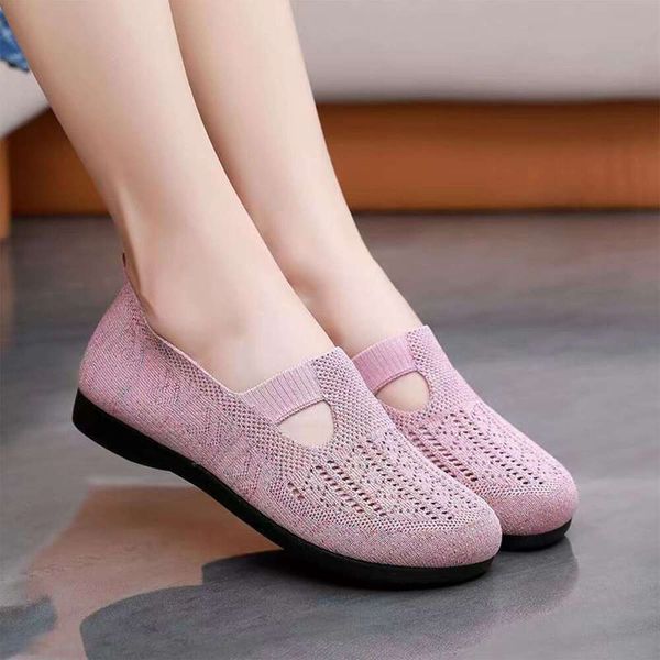 Fashion Breathable Summer Women Mesh Light Mom Slip On Flat Casual Non-Slip Sport Ladies Vulcanized Shoes