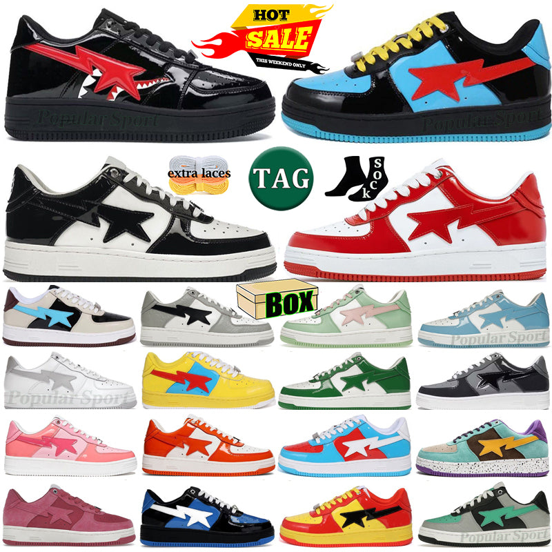 Designer Bapestases Shoes Low Men Women Platform Sneakers Black White Shark Green Blue Red Patent Leather Camouflage Skateboarding Outdoor Mens Trai