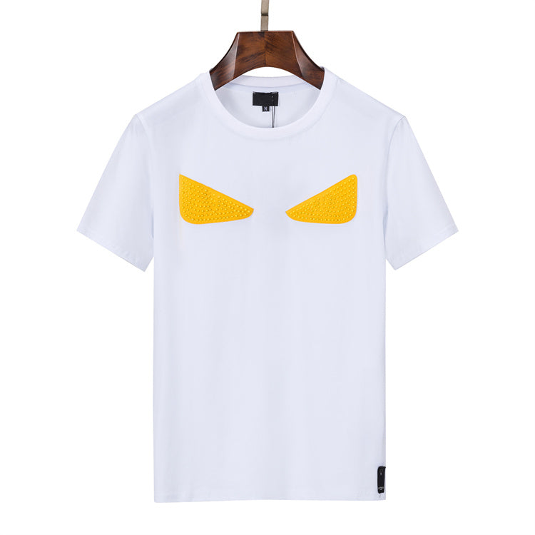 Famous Designer Mens T Shirts trapstar little monster Devil&#039;s Eye Embroidery pure cotton short sleeve T-shirt for men women Breathable sweat sh