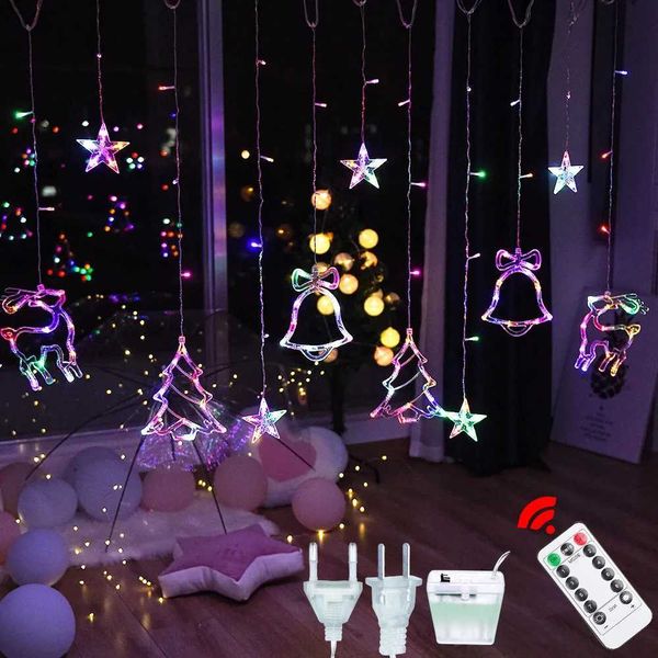Christmas Lights 2024 Festoon String Light Fairy Garland Curtain Decor For Holiday 2025 New Year Decoration 220V-110V-Battery zyc241120