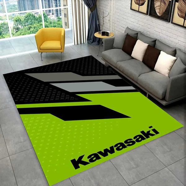 2025 New Kawasaki Motorcycle Racing Car Rug Carpet for Living Room Bedroom Home DecorFloor Mat Non-slip for Sofa Doormat GiftXJ241211