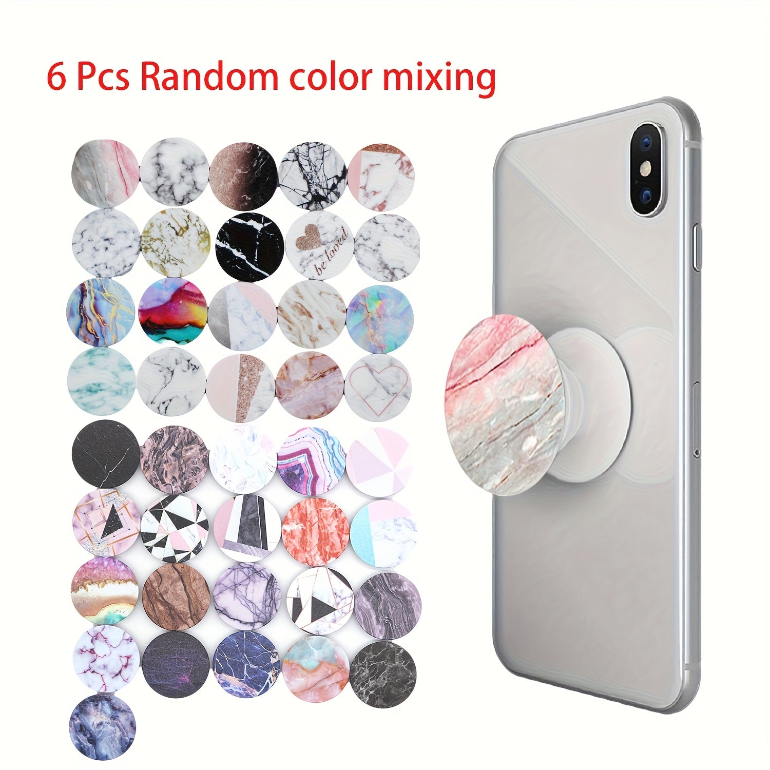 TEMU 6pcs Random Color Mixing Mobile Phone Holder, 360° Rotation, Foldable And Extendable, Suitable For Smartphones And Tablets